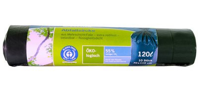 Sac poubelle, 120 litres, bleu/noir
