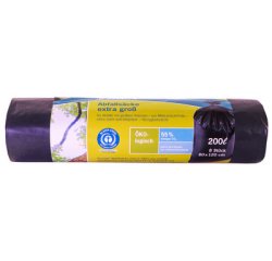 Sac poubelle, extra grand, noir, 200 litres