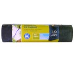 Sac poubelle à liens coulissants, bleu/noir, 120 l