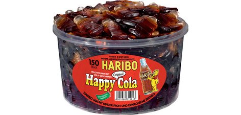 Bonbons HARIBO gélifiés aux fruits HAPPY COLA - Boîte de 150
