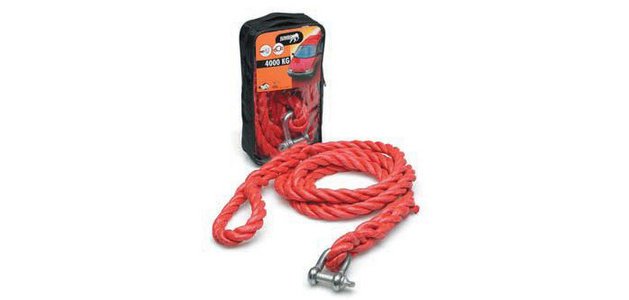Corde de remorquage Jumbo, 4.000 kg, avec manille, rouge