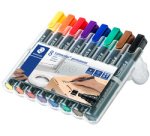 Marqueur permanent rechargeable Staedtler Lumocolor 350 pointe biseautée 2 à 5 mm couleurs assorties - Pochette de 8