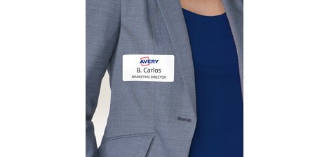 Label for badge, 80 x 50 mm, white