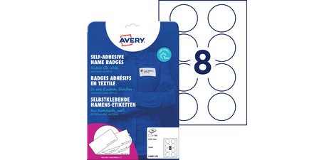 Badge label, 65 mm, round, white