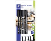 Set de 4 marqueurs permanents Lumocolor, noir