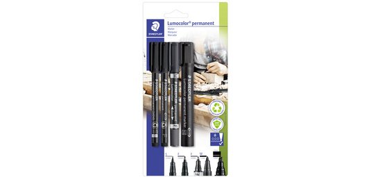 Set de 4 marqueurs permanents Lumocolor, noir