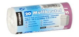 Sac poubelle LDPE, 5 litres, blanc