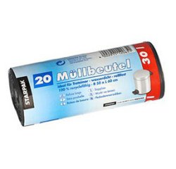 Vuilniszak LDPE, 30 liter, grijs