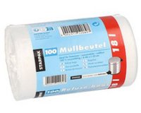 Sac poubelle HDPE, 18 litres, blanc