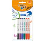 Marqueur effaçable Bic Kids Velleda Mini pointe ogive 1,2 mm - Pochette de 6 couleurs assorties