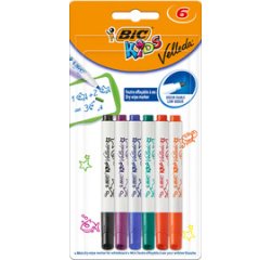 En_rotulador bic kids velleda para pizarra blister de 6 unidades colores surtidos