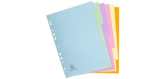 Intercalaires carte pastel 170g Forever 10 positions - A4 - Couleurs assorties