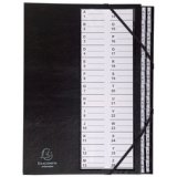 Multipart file Ordonator with elastic strapes 26 alphabetical tabs from A to Z - A4 - Black