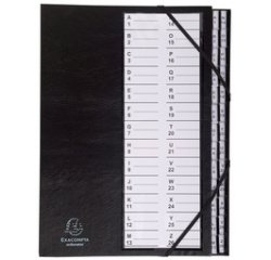 Sorteermap Ordonator® met alfabetische plastic ruiters - A tot Z - Zwart