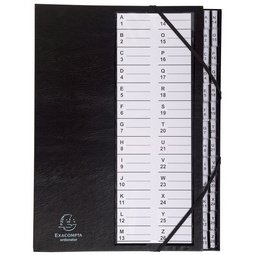 Multipart file Ordonator with elastic strapes 26 alphabetical tabs from A to Z - A4 - Black