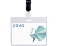 Porte-badge, fermé en haut, avec clip, 60 x 90 mm