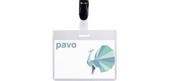 Badge holder, closed at the top, with clip, 60 x 90 mm