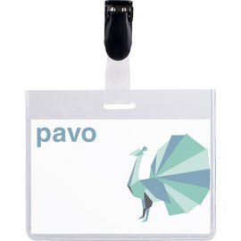 Porte-badge, fermé en haut, avec clip, 60 x 90 mm