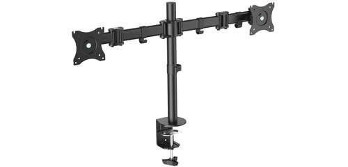 Support double écran universel, fixation par serrage