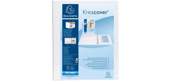 Classeur personnalisable rigide 2 poches KreaCover - 4 anneaux en D 40mm - A4 maxi