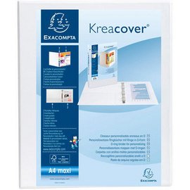 Classeur PP personnalisable Kreacover - 4 anneaux en D 50mm - A4 maxi - Blanc