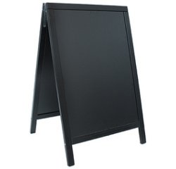 Panneau trottoir WOODY, avec tableau noir, noir