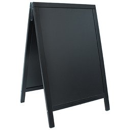 Panneau trottoir WOODY, avec tableau noir, noir