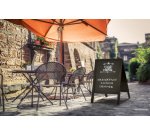 Panneau trottoir WOODY, avec tableau noir, noir