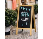 Panneau trottoir DELUXE, avec tableau noir, hêtre