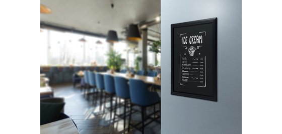 Ardoise murale UNIVERSAL, avec cadre en bois