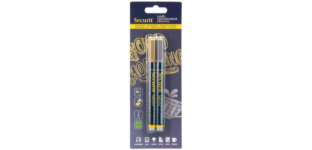 Marqueur craie Securit SMA-100 ogive 1-2mm or/argent assorti 2 pièces