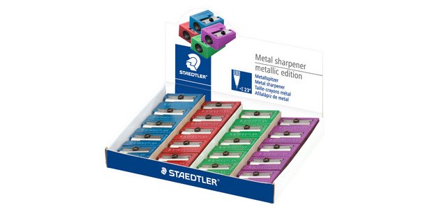Taille-crayon Metallic, en métal, présentoir de 20