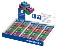 Potloodslijper met 2 gaatjes Metallic - display van 20 stuks