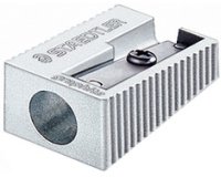 Pencil sharpener, metal, silver-colored