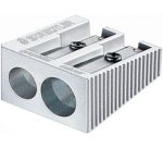 Taille-crayon à 2 trous en métal, argenté