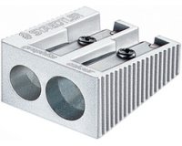 Taille-crayon à 2 trous en métal, argenté