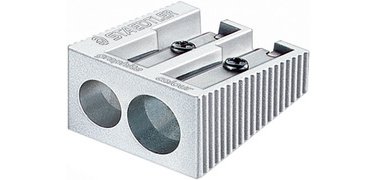 Taille-crayon à 2 trous en métal, argenté