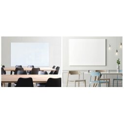 Tableau en verre design, 1.000 x 650 mm, blanc pur