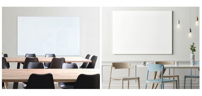 Tableau en verre design, 600 x 450 mm, blanc pur