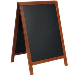 Stoepbord DELUXE 550 x 850 mm met zwart bord - mahonie