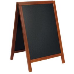 Stoepbord DELUXE 550 x 850 mm met zwart bord - mahonie