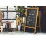 Panneau trottoir WOODY, avec tableau noir, noir