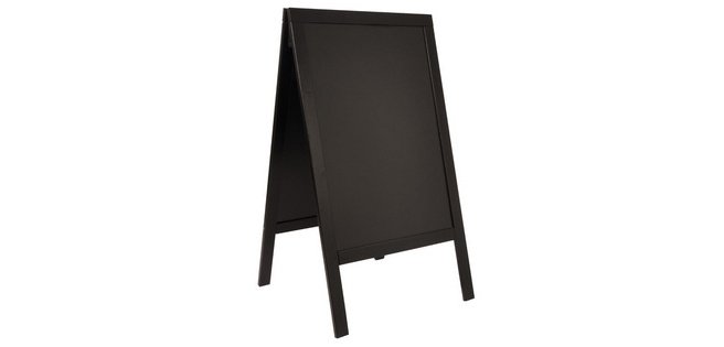 Panneau trottoir WOODY, avec tableau noir, noir