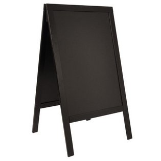 Panneau trottoir WOODY, avec tableau noir, noir