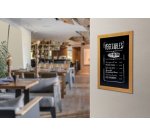 Ardoise murale UNIVERSAL, avec cadre en bois, teck