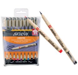 Stylo pinceau PIGMA BRUSH, étui de 9, assorti