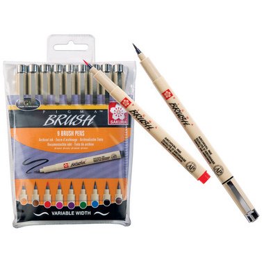 Stylo pinceau PIGMA BRUSH, étui de 9, assorti