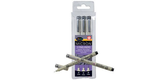 Feutre PIGMA MICRON, étui de 3, noir