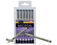 Feutre PIGMA MICRON, étui de 6, noir