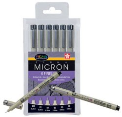 Feutre PIGMA MICRON, étui de 6, noir